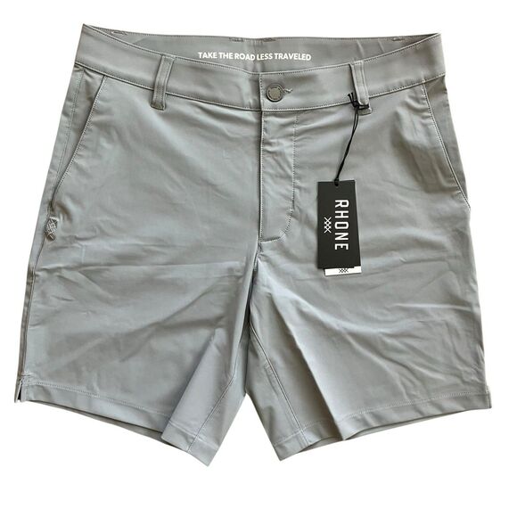 Rhone Shorts Mens 28 Grey Resort Smoked Pearl Stretch Italian Quick Dry UPF 50 - Picture 10 of 10